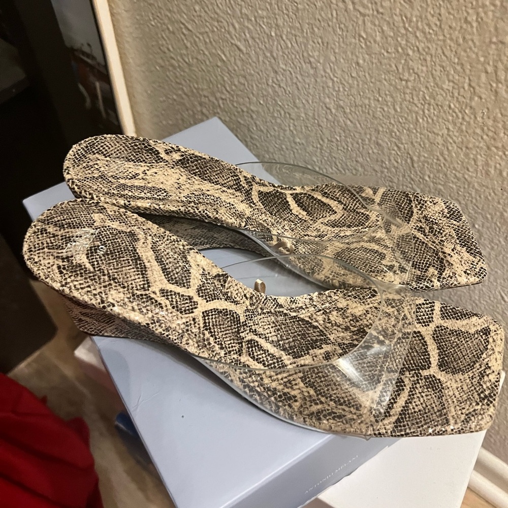 ZARA Snakeskin Wedge Sandals - Picture 4 of 7